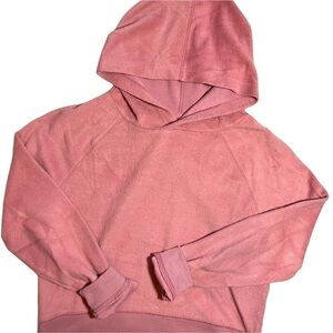 SO Pink Cozy Soft Slightly Cropped Rose Pink Hooded Sweatshirt Size Small